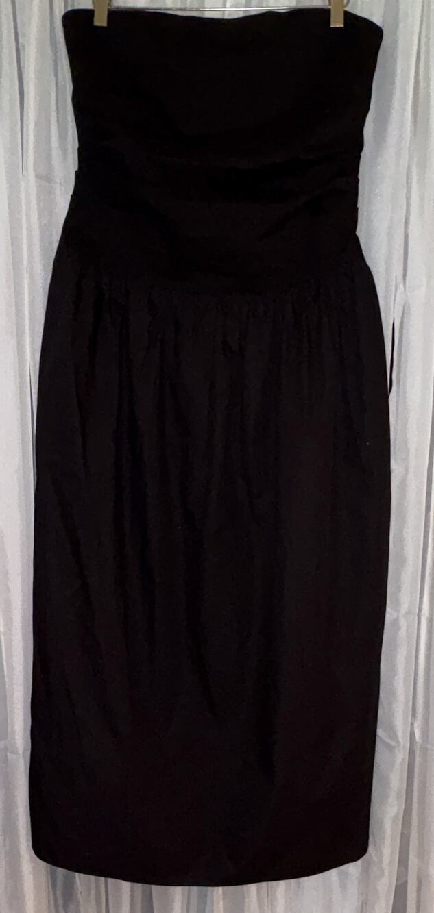 NWT rag & bone Black Strapless Pleated Midi Dress Cotton Woven Womens Sz XL